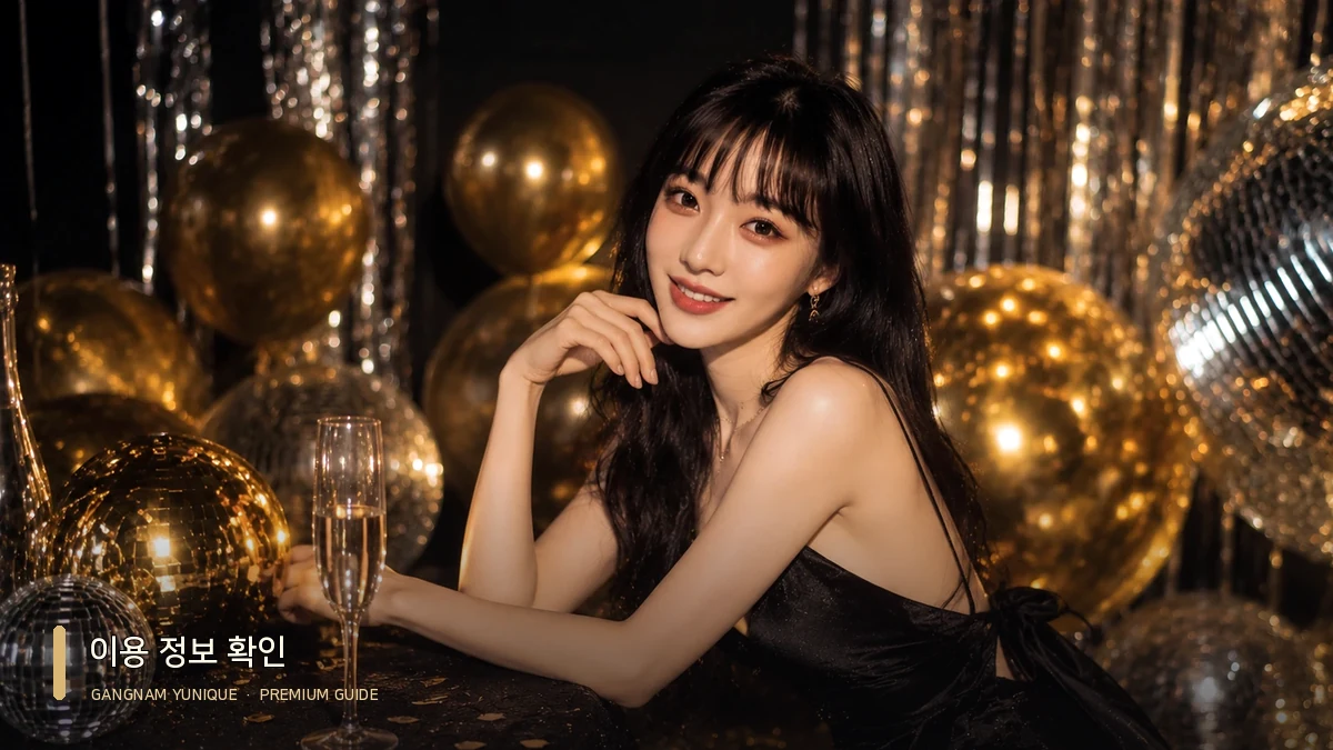 검은 의상과 둥근 장식이 보이는 공간의 여성 모델