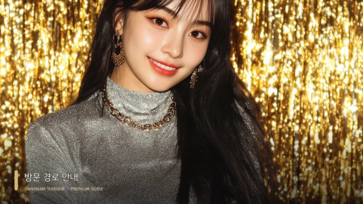 회색 터틀넥 상의와 긴 머리의 여성 모델