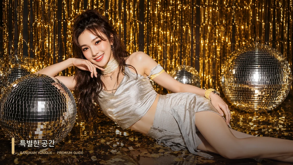 연한 색 의상으로 라운지 소파에 기대어 있는 여성 모델