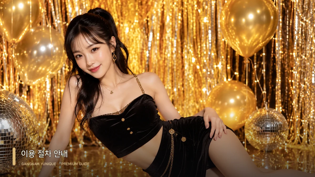 검은 의상을 입고 앉아 있는 여성 모델